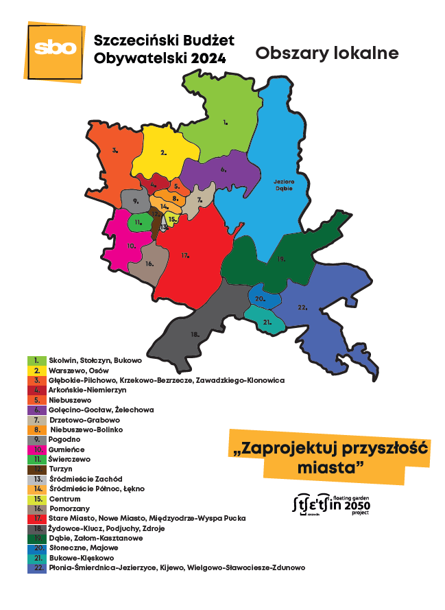 Mapa z podziałem na obszary lokalne